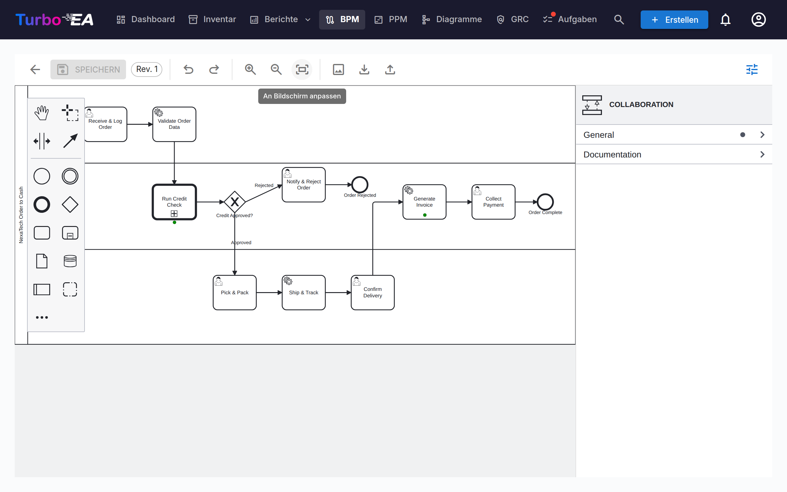 BPM Prozessfluss-Editor