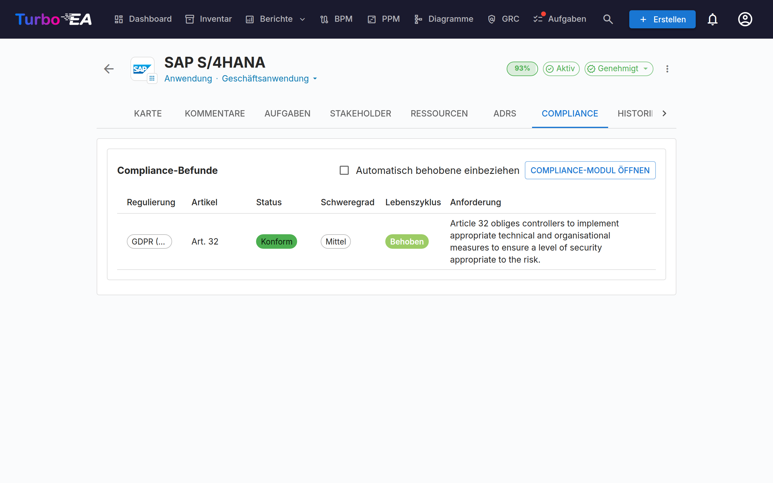 Kartendetail — Compliance-Reiter