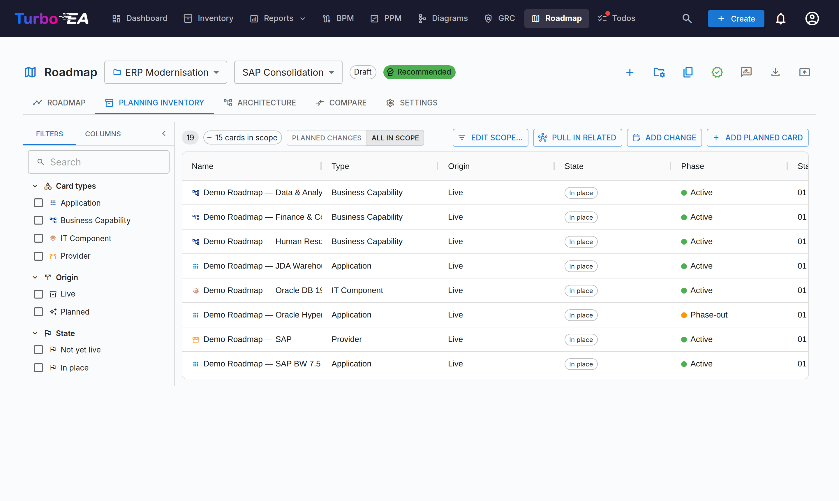 The planning inventory