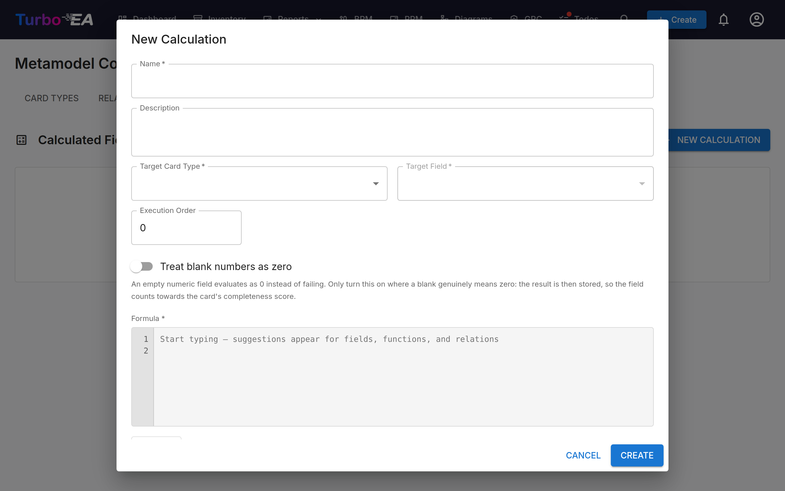 The calculation editor