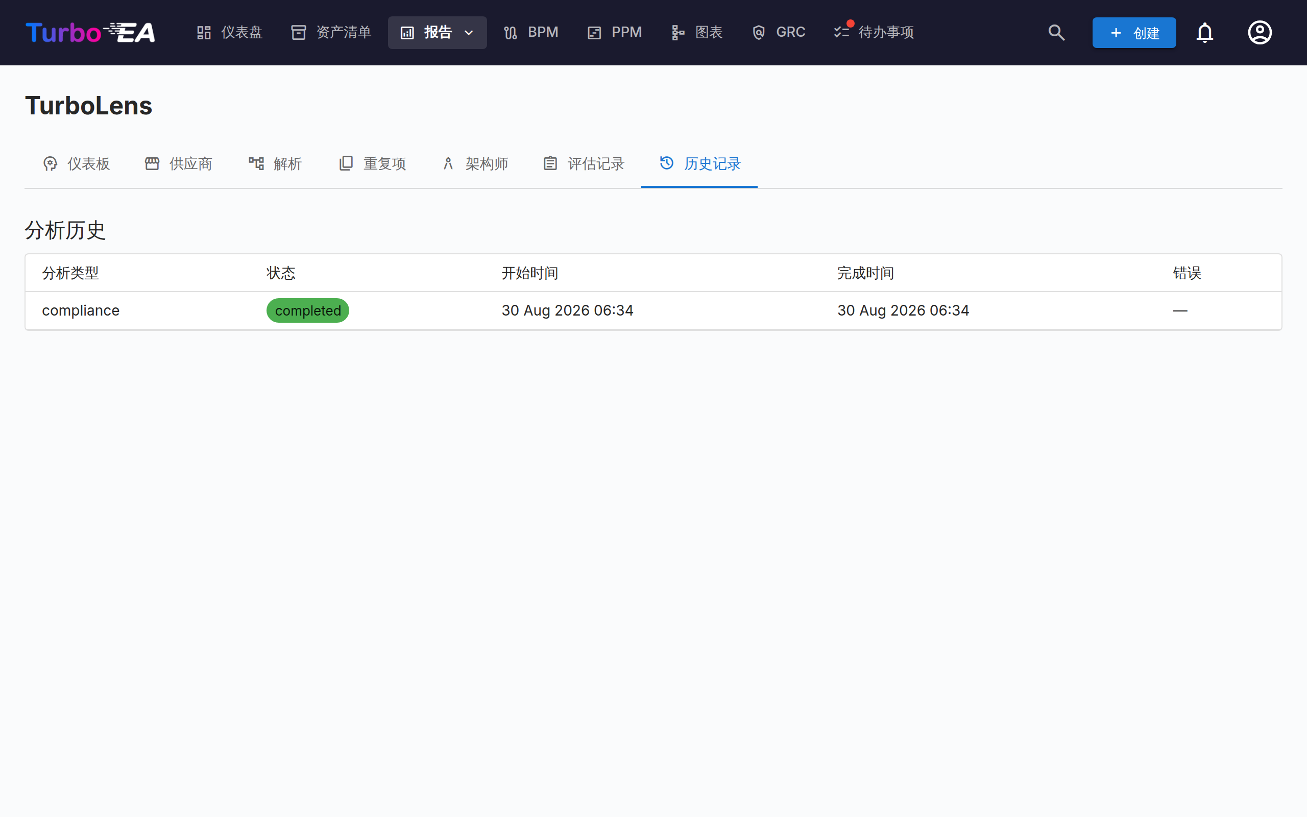 TurboLens 分析历史